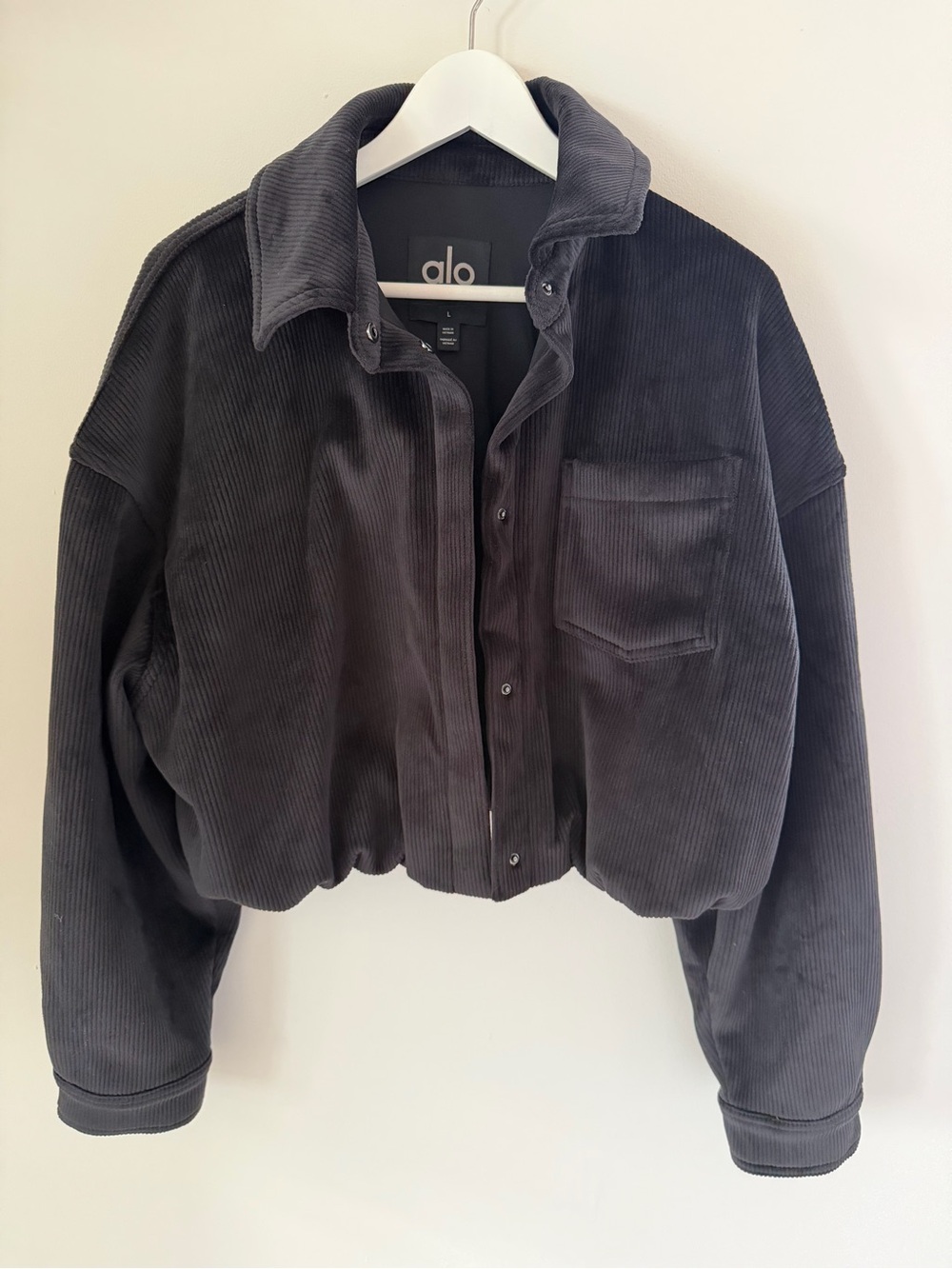 ALO Yoga Women's Charcoal Corduroy Cropped Jacket